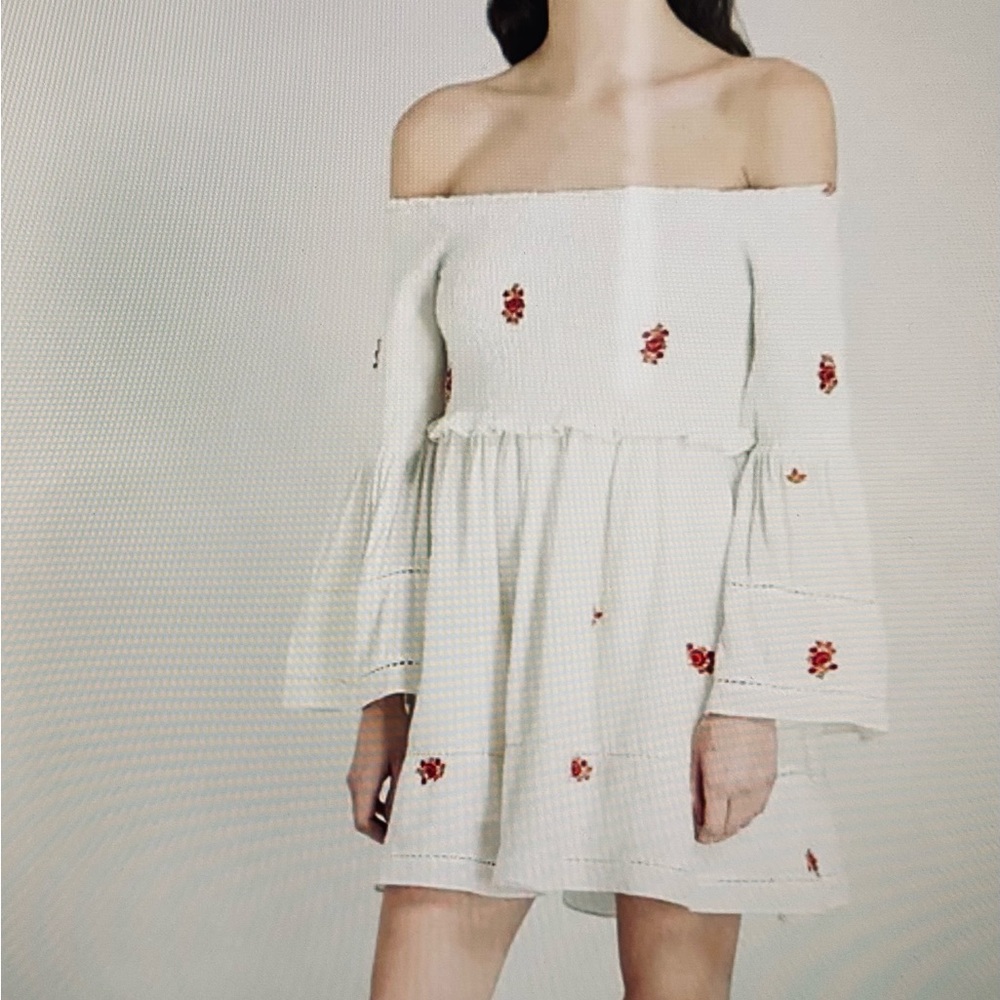 Free People Cream Counting Daisies Embroidered Dress